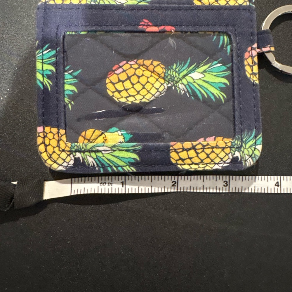Vera Bradley Quilted Pineapple Print ID Holder Wallet Keychain | Card Case - Picture 6 of 7